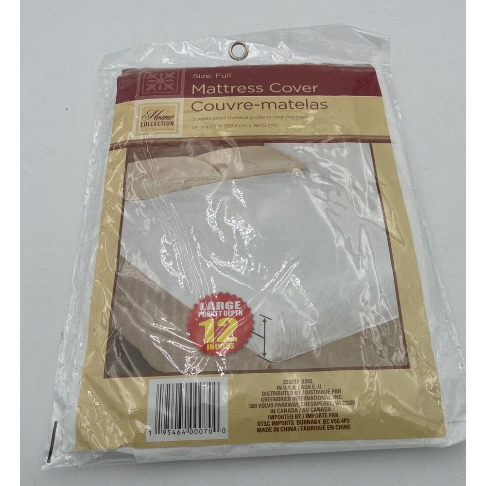 Full Size Fitted Mattress Cover White 54" x 75" Waterproof Protection